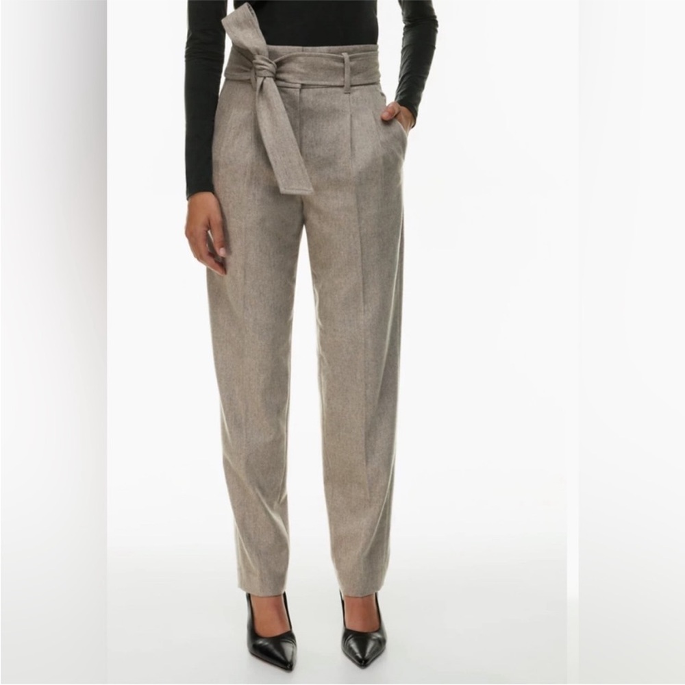 NWOT Aritzia Taupe Women's Belted High Waisted Trousers - Gia Pant Size 8
